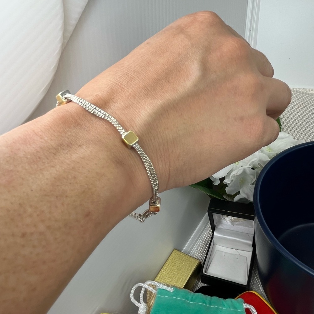 Vintage Napier Triple-Strand Gold & Silver Tone Bracelet – 7.5" - Picture 8 of 16